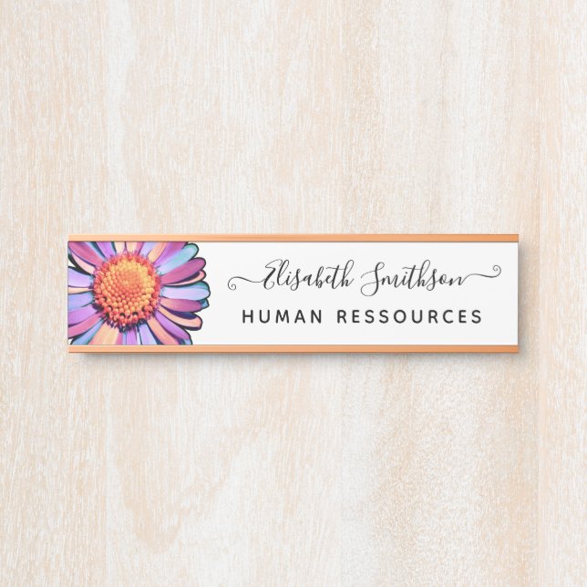 Einfache Elegant Daisy Custom Beruflich Floral Türschild (Vorderseite )