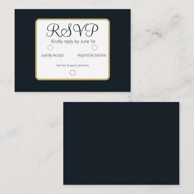 Einfache Elegant Dark Blue UAWG Wedding Mitteilungskarte (Vorne/Hinten)