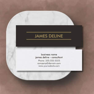 Einfache Elegant Dark Gray Gold Lines Consultant Mini Visitenkarte