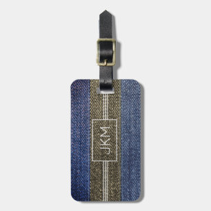Einfache Elegant Denim Traveler Monogramm Name Gepäckanhänger