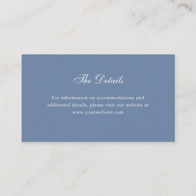 Einfache Elegant Dusty Blue | Angaben zur Hochzeit Begleitkarte (Vorderseite)