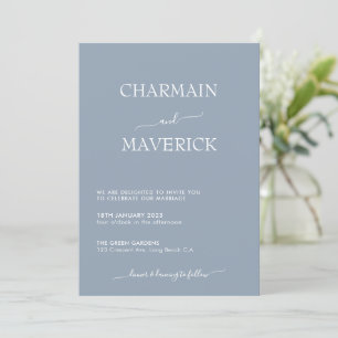 Einfache Elegant Dusty Blue Wedding Einladung