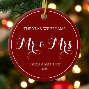 Einfache Elegant Erste Weihnacht Verheiratet Mr. u Keramik Ornament