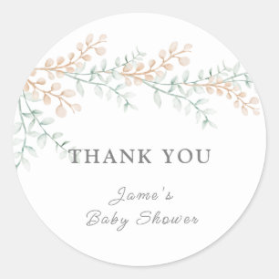Einfache Elegant Eucalyptus Baby-Dusche Runder Aufkleber
