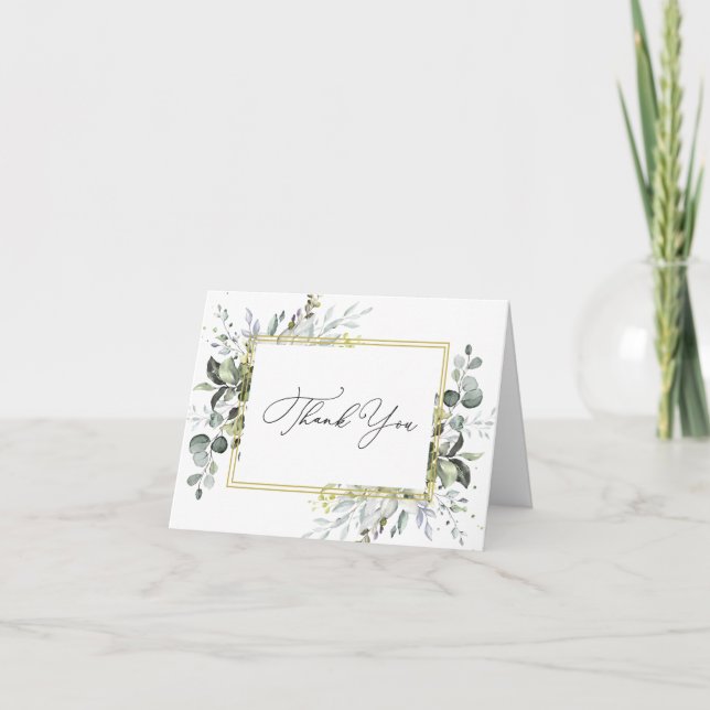 Einfache Elegant Eukalyptus Watercolor Grüne Dankeskarte (Vorderseite)