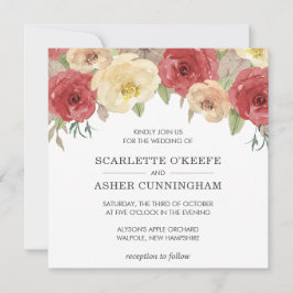 Einfache Elegant Fall Floral Wedding Einladung