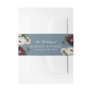Einfache Elegant floral Dusty Blauer feierliche Ho Einladungsbanderole