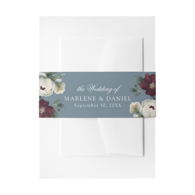 Einfache Elegant floral Dusty Blauer feierliche Ho Einladungsbanderole (Vorderseite Beispiel)