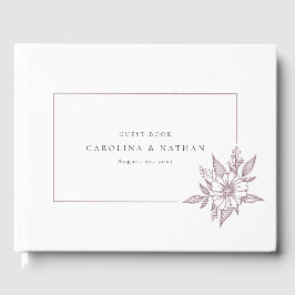 Einfache Elegant Floral Mauve Wedding Gästebuch