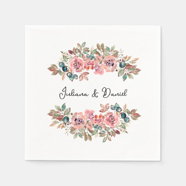 Einfache Elegant Floral Wedding Napkins Serviette (Vorderseite)