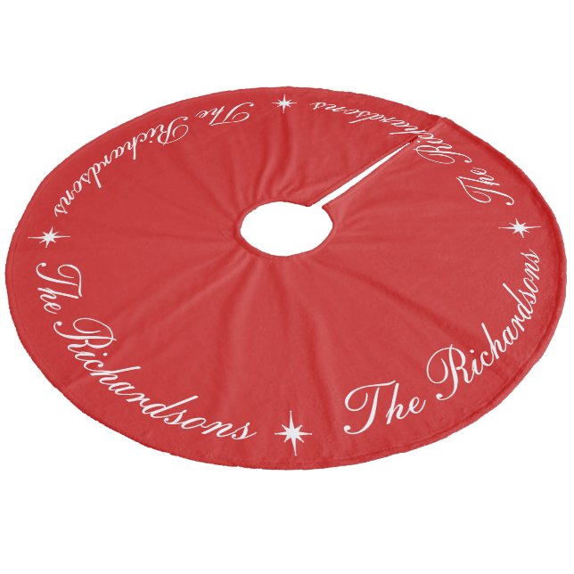 Einfache Elegant Frohe Weihnachten Personalisierte Fleece Weihnachtsbaumdecke (Schrägansicht)