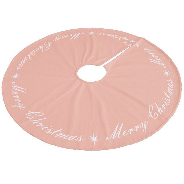 Einfache Elegant Frohe Weihnachtsschrift Blush Pin Fleece Weihnachtsbaumdecke (Schrägansicht)