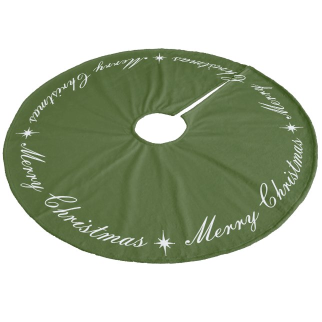 Einfache Elegant frohe Weihnachtsschrift Dark Gree Fleece Weihnachtsbaumdecke (Schrägansicht)