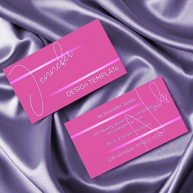 Einfache Elegant Girly Pink Lines Siganture Luxus Visitenkarte (Von Creator hochgeladen)