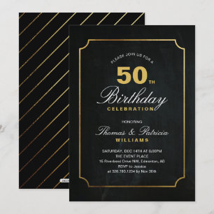 Einfache Elegant Gold 50. Geburtstag Einladung