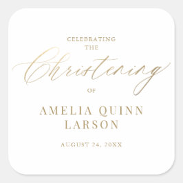Einfache Elegant Gold Calligraphy Script Christeni Quadratischer Aufkleber