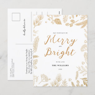 Einfache Elegant Gold Frohe und helle Weihnachten