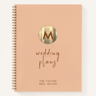 Einfache Elegant Gold Monogram Hochzeitsplanung Notizbuch