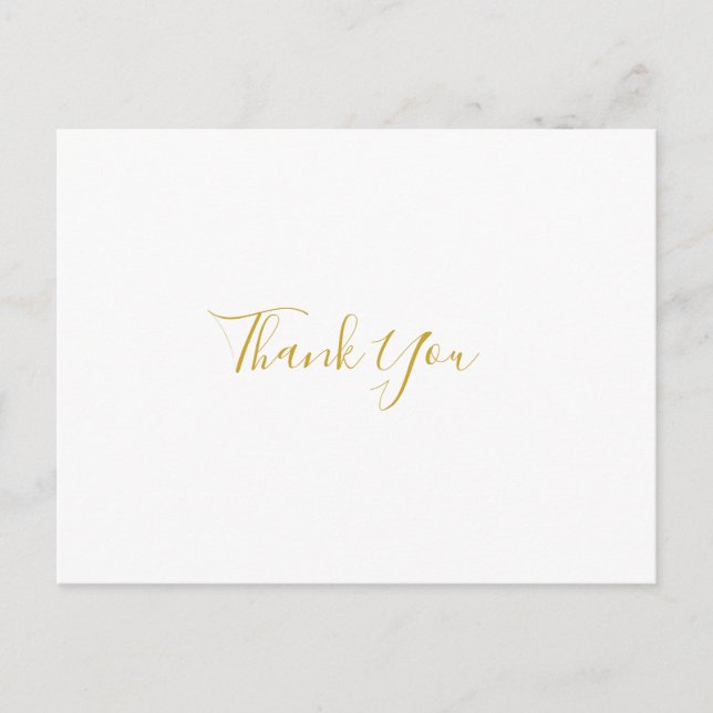 Einfache Elegant Gold Wedding Vielen Dank Postcard Postkarte (Vorderseite)
