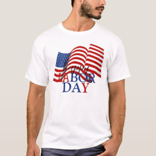 Einfache Elegant Happy Labour Day Red White Blue T-Shirt