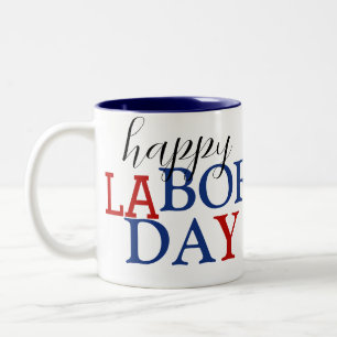 Einfache Elegant Happy Labour Day Red White Blue Zweifarbige Tasse