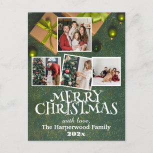 Einfache Elegant Joy Weihnachts-Familie Foto Colla Feiertagspostkarte