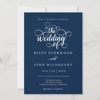 Einfache Elegant-Kalligrafie-Hochzeit Einladung