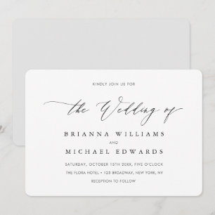 Einfache Elegant-Kalligrafie-Hochzeit Einladung