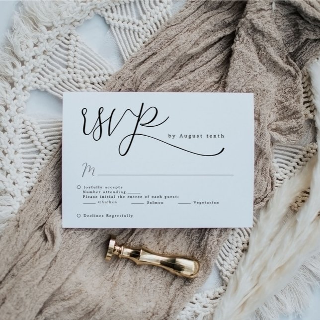 Einfache Elegant-Kalligrafie-Hochzeit RSVP Karte (Von Creator hochgeladen)