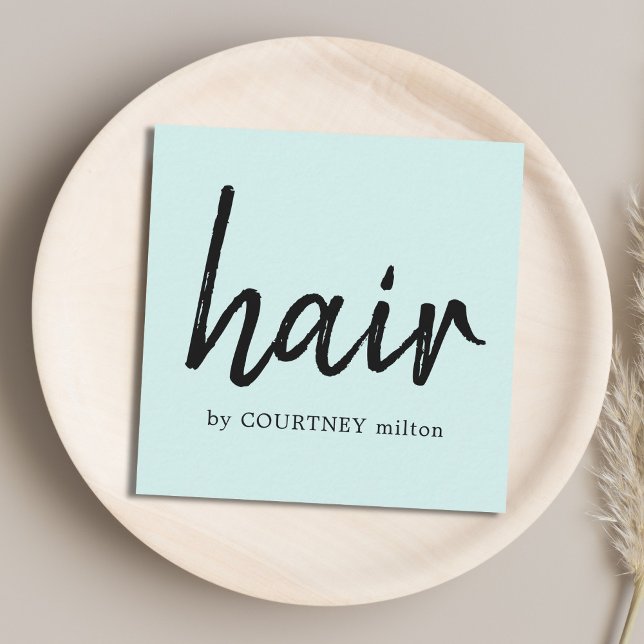 Einfache Elegant Light Blue Hair Stylist Quadratische Visitenkarte (Von Creator hochgeladen)