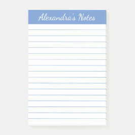 Einfache Elegant Light Blue Lined Personalisiert Post-it Klebezettel