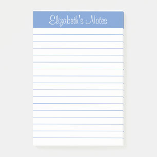 Einfache Elegant Light Blue Lined Personalisiert Post-it Klebezettel