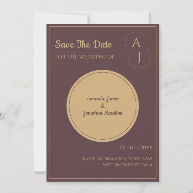 Einfache Elegant Luxus Prurple Gold Save the Date Einladung (Vorderseite)