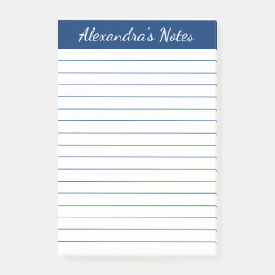 Einfache Elegant Marine Lined Personalisiert Post-it Klebezettel