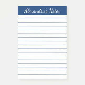 Einfache Elegant Marine Lined Personalisiert Post-it Klebezettel