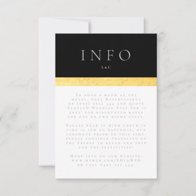 Einfache Elegant Moderne Zwei Tone Golden Info RSVP Karte (Vorderseite)