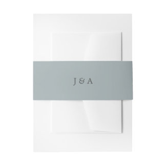 Einfache Elegant Monogram Dusty Blue Einladungsbanderole