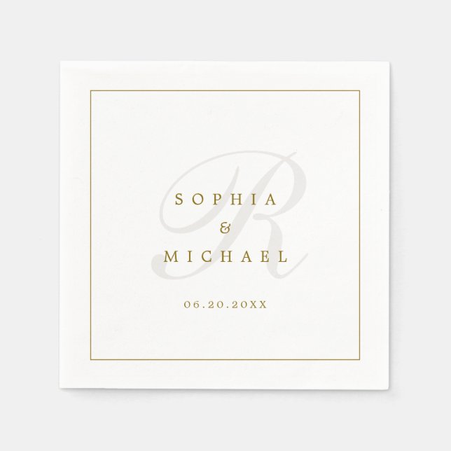Einfache Elegant Monogram Hochzeit Serviette (Vorderseite)