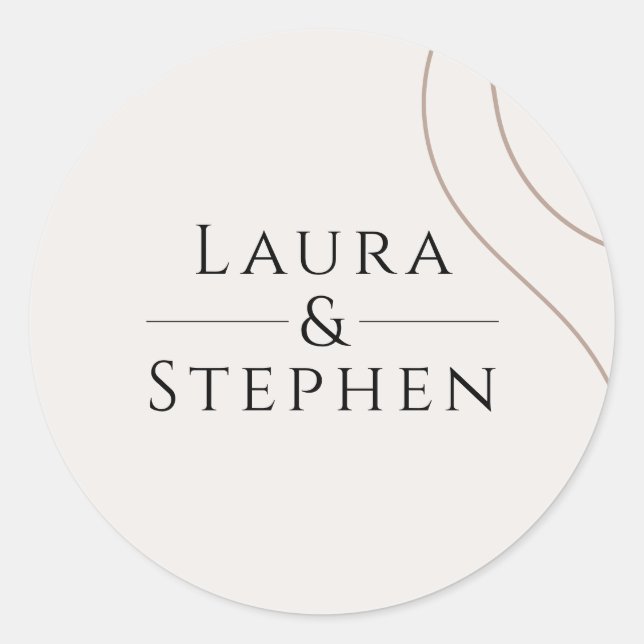 Einfache Elegant Names Monogram Wedding Envelope Runder Aufkleber (Vorderseite)
