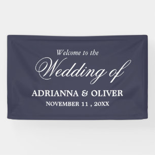 Einfache Elegant Navy Blue Begrüßung Banner