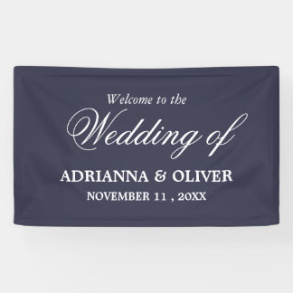 Einfache Elegant Navy Blue Begrüßung Banner