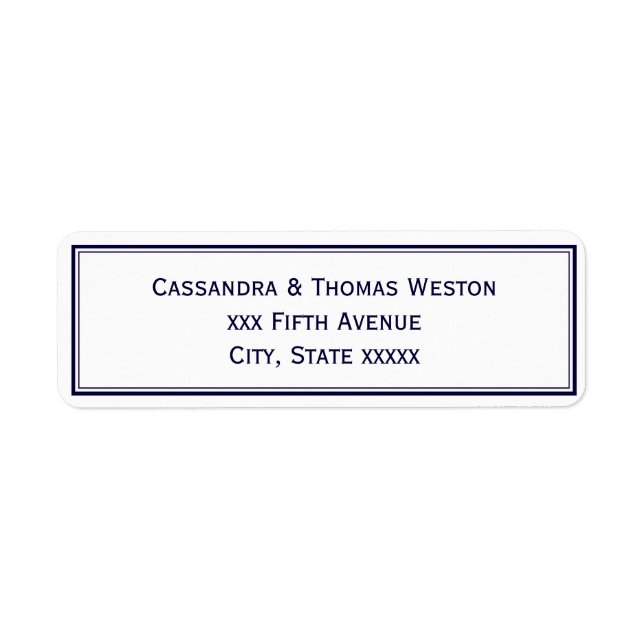 Einfache Elegant Navy Blue Gerahmt Address Label (Vorne)