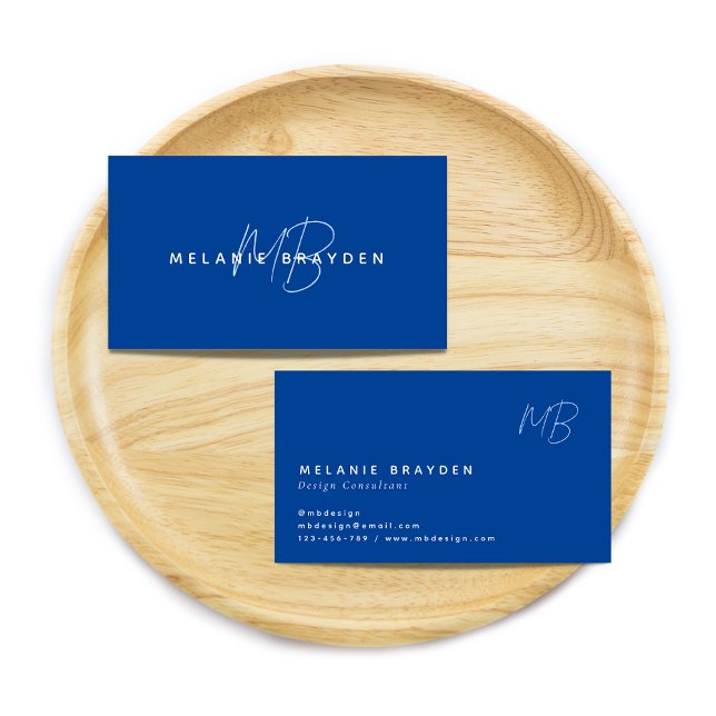 Einfache Elegant Navy Blue Minimalistisch Two Mono Visitenkarte (Von Creator hochgeladen)