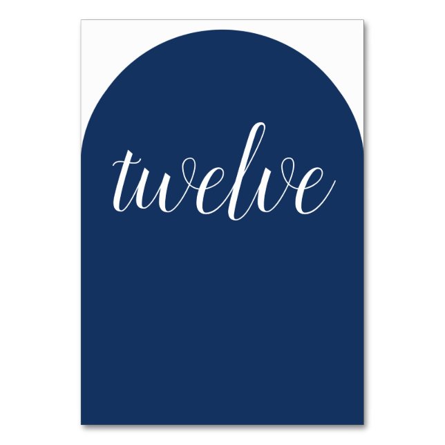Einfache Elegant Navy Blue Rounded Tischnummer (Vorderseite)