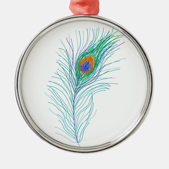 Einfache Elegant Peacock Feather Ornament Aus Metall (Vorne)