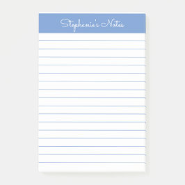 Einfache Elegant Perwinkle Blue Lined Personalisie Post-it Klebezettel