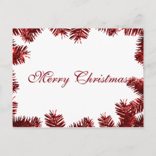 Einfache Elegant Redd Leaf Dekoration Frohe Weihna Feiertagspostkarte