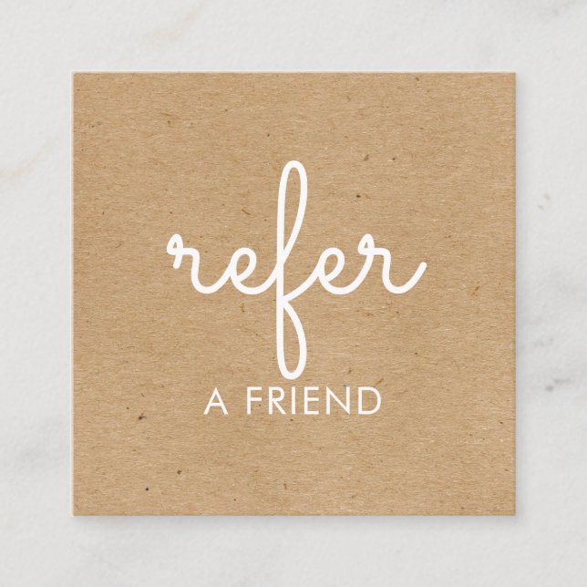 Einfache Elegant Refer a Friend Rustic Kraft Empfehlungskarte (Vorderseite)