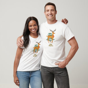 Einfache Elegant Reinder Weihnachtsfamilie T-Shirt