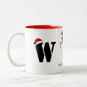 Einfache Elegant Rentier Weihnachtsfamilie Name Zweifarbige Tasse